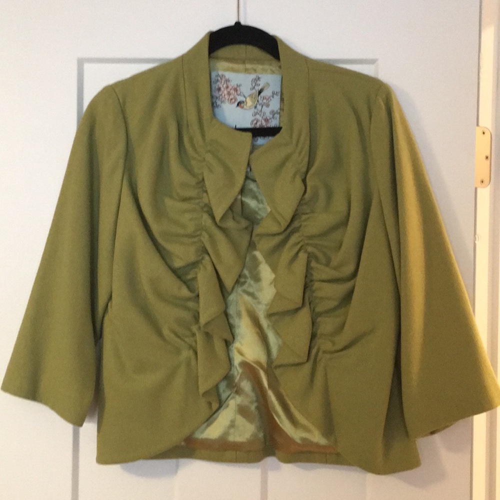Anthropologie Tabitha Green Wool Ruffle Blazer